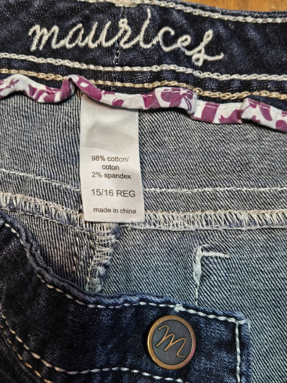 Maurices Dark Indigo Skinny Jeans with Branded Button